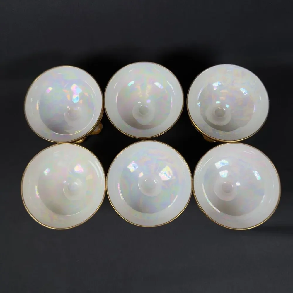 6x T&V Limoges France White Porcelain Compote Footed Bowl SIGNED BOHL gold trim